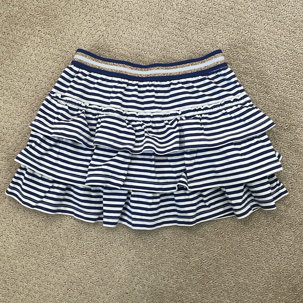 Boden Navy/White Striped Ruffle Skort (size 5-6Y)